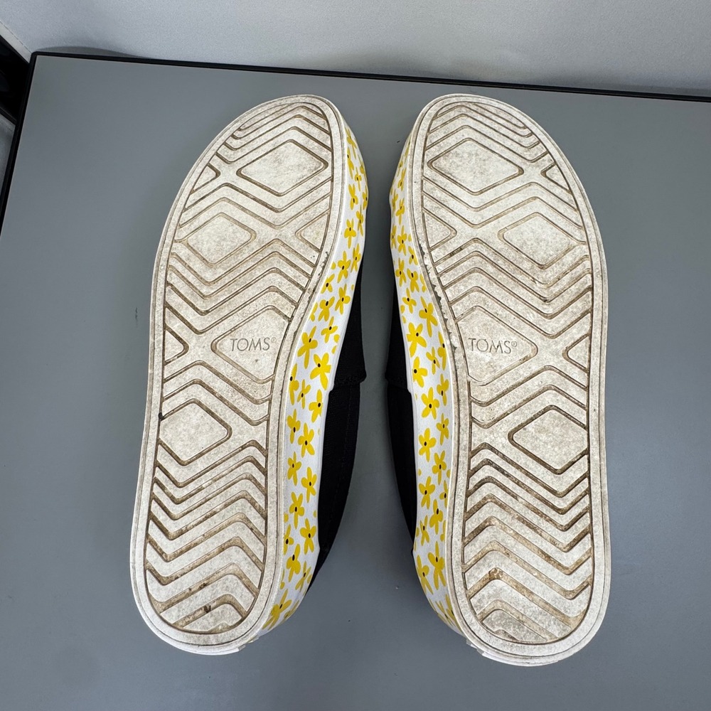 Toms ALP Fenix Women Size 9 Black Slip on Canvas Yellow Floral Platform 10019813 - Picture 8 of 9